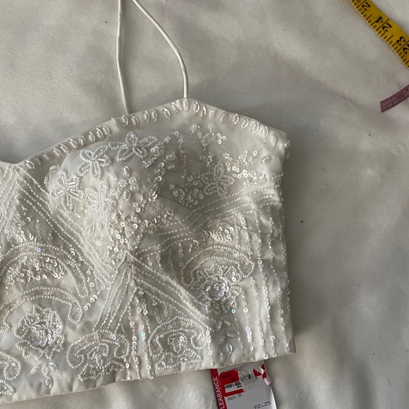 NWT Adrianna Papell Embellished‎ Crop Ivory TOP ONLY [SZ 8 ] - Picture 5 of 10